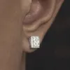 Custom Sier With Ice Out Bling D Color Square Shape Moissanite Diamond Earrings For Mans Jewelry