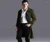 Men039S Trench Coats Ultra Long Mens 2022 Spring and Autumn Design Overcoat Double Breasted Army Green Plus Size 6XL9009317