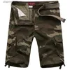 Men's Shorts Nouvel été hommes Baggy Multi poche militaire Camo Shorts Cargo lâche culotte chaude mâle Long Camouflage Bermuda Capris grande taille T240227