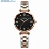 Crrju for Women Diamond Mirror Top Brand Luxury Stainless Stainless Stainless Stainless Waterfoof Quartz Wristwatch Montre Femme