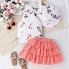 Clothing Sets Kid Girl Summer Skirt Outfits Sleeveless Mock Neck Tops Ruffle Bucket Hat Set 3Pcs Toddler Tutu Clothes