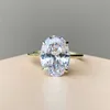 925 prata esterlina promessa solitaire 3ct oval moissanite anel de noivado feminino diamante anel de moissanite