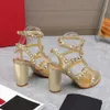 Golden Stud Gladiator Sandały muły obcasowe buty na obcasie buty otwartej butów 95 mm luksusowe projektanci sandały na wysokim obcasie buty wieczorne buty