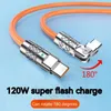 120W 6A 180 ° Obrotowy kabel Super Szybki ładunek podwójny USB C do ładowarki typu-C ciekłego kabla silikonowego do Huawei Xiaomi Samsung S24 S23 Straż ładowania