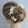 Pinzas para el cabello Color dorado Floral peineta de boda alfileres encantadores adornos para mujeres accesorios de fiesta hechos a mano