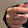 Pierścienie klastra żyć srebrna moda moda nierówna unikalna design podwójny warstwowy nieregularny pierścień lawy dla kobiet trendy francuskie prezent biżuterii