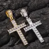 Anpassad design koppar med 5A Cz diamant cross mässing hänge för mans hiphop smycken