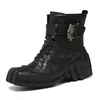 Botas Cuero Genuino Motocicleta Calavera Punk Moda Vaquero Moto Mid-becerro Ejército Desierto 50