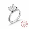 Кольца кластера, вечное кольцо из стерлингового серебра 925 пробы, 2 карата, белый сапфир, драгоценный камень, свадебное обручальное кольцо для женщин, ювелирные изделия