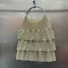 Sacs de soirée À la mode Yani Jupe plissée avec sac de diamant d'eau pour femmes de haute qualité dîner complet anneau en métal sac à main 240227