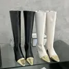 Stiefel Mode Frauen Knie Hohe Spitze Zehen Socke Booties Dünne Fersen Schwarz Weiß Gemischte Farbe Botas Stretch Schuhe 39