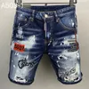 Summer Party Beach Short Italy Jeans Mens Shorts Jeans Män denim byxor knapp Slim Blue Hole 2 Shorts Jeans For Men 08 240220