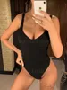 Women's Swimwear S - XL New Sexy High Cut Women Swimwear Ribbed Underwired One Piece Swimsuit Female Bather Bathing Suit Swim Lady Bodysuit V1607 T240227