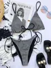 Kvinnors badkläder Nytt sexigt glänsande glittrande glitterbikini Kvinnliga baddräkt Kvinnor Badkläder Tvåstycken Bikini Set Bather Bathing Swim Lady V2647 T240227