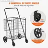 Shopping Carts Folding shopping cart 110 pound rolling grocery laundry cart multifunctional handcart with dual basket swing wheels and adjustable handle Q240227