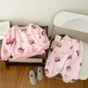 Bebê menino menina roupas pijamas conjunto grosso flanela velo criança criança quente dos desenhos animados sleepwear crianças casa terno outono/inverno 240219