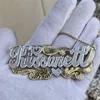 Custom Name Jewelry 18K Plated Two Tone Gold Personalized Double Plate 3D Name Necklace Customized Stainless Steel Jewelry Gift 240226