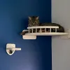 Scratchers 1 -delige kat muur gemonteerde planken klimladder stappen en springplatform met krabpaal voor slijpklauw en spelen