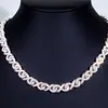 무한 디자인 단일 행 넓은 9/12mm 순수한 시어 VVS Moissanite Cuban Link Chain을위한 밧줄 라이프