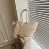 Waist Bags Handmade Beach Weaving Ladies Straw Woven Bag Wrapped Top Handle Handbags Totes Silk Scarf Shoulder Women's