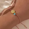 Bracelets à maillons Shinus Dainty Martis série 3mm, perle de cuivre synthétique Turquoise jésus pendentif rond 2024 marche grecque pour femmes