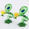 Healthy_Cigarette DA011 Alien Smoking Pipe Bubblers Altura de cerca de 15,5 cm Reciclador Tubos de vidro de fluxo de ar Cor verde