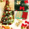 Weihnachtsdekorationen, 12 Stück, Weihnachts-Bowknoten-Dekorationen, Mini-Rot, Veet-Weihnachtsband-Ornamente, bunt, Drop-Lieferung, Hausgarten, festlich, Dhwot