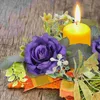 Decorative Flowers 2Pcs Ring Wreath Tea Light Valentine's Day Wedding Table Centerpiece