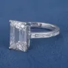 Fine Jewlary Real S925 Gümüş 10K 14K 18K Katı Dolu Altın 4.5Ct Emerald Cut Moissanit Elmas Bulgu Yüzüğü