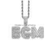 Pendant Necklaces Custom Letter Name Necklaces Iced Out 14K Gold Plated Cubic Zirconia Pendant With M 24Inch Stainless Steel Twisted R Dhxzx