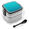 Vaisselle d'été plage Chic abstrait bleu sarcelle Turquoise ombré Double couche boîte à Bento salade pique-nique Portable