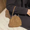 Shoulder Bags 2024 New Handmade Diamond Dinner Women s Bag Shiny Water Handheld Shell Chain Strap Single Crossbody 240427