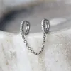 Boucles d'oreilles à clous à deux trous reliant la chaîne de perçage cerceau Huggie Wrap avec des bijoux délicats pour femmes et filles