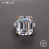 Shipei Natural Rectangle White Pink Sapphire Ring 925 Sterling Silver Sapphire Rings for Women Men Wedding Engagement262B