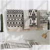 Tappeti Kilim Nero Bianco 100% Cotone Tappeto da salotto Tappeto geometrico indiano a righe Tappetino moderno Design contemporaneo Bohemia Nordic Dro Dhnzy