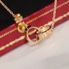 Designer ketting mode-sieraden voor minnaar mannen vrouwen dubbele ring volledige cz twee rijen diamanten hanger achthoekige schroefdop liefde ketting paar romantisch cadeau