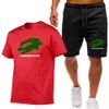 Nowy letni męski bawełniany t-shirt dres do garnituru Męski koszulka do joggingu Suit Street Fashion Sportswear