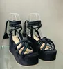 Summer Platform Wedge Sandals for Women Fashion Round Toe Cross Höjd Öka Öppen Toe Femme Sandal Plus Size 43 240221