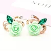 Stud Oorbellen Oorbellen Promotie 2024 Hoge Rose Plaat Kristal Bloem Druif Kwaliteit Plant Vrouwen Brincos Groothandel Sieraden