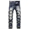 Jeans 24ss Marke Herren Jeans Luxus Designer High Street Straight Jean Herren Blue Jeans Washed Big Hole Zipper Hose Schwarze Hose