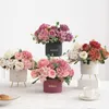 Yapay çiçekler retro ipek gül buket hidrangea şakayık vintage gelin, sahte bitkiler ev düğün dekorasyon aksesuarları
