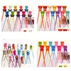 Chopsticks 100 Pair Mixed Colors Cartoon Kids Children Gift Study Exercise Sile Head Wholesale Drop Delivery Dhqfy