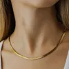 Collana piatta in acciaio inossidabile di larghezza 4 mm per donna Catena di serpente in oro filmoso Choke Regalo per donna Gioielli Catene intere di varia lunghezza266U