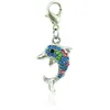 Zupełnie nowe modne uroki Dangle Rhinestone Dolphin Animals Charms with Hombster Clap