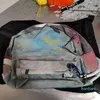 Mulheres sacos de viagem graffiti cor retro ombro mochila passarela masculino casual lona clássico doodle