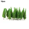 Dekorativa figurer 10st Pine Trees Model Train Railway Building Green Tree For N / OO Gauge Scale Railroad Layout Scenery Dekorera DIY