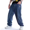 Mäns jeans streetwear jnco nya baggy jeans herr hip hop broderade mönster överdimensionerade fickbyxor harajuku gotisk hög midja breda byxor l2402