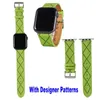 Designer C Designer Leather Bands Straps For Apple Watch 41mm 45mm 40mm 44mm 38mm 42mm IWATCH 7 6 5 4 3 SE PROSSING LASER MEN KVINNER BRIGHT COLOR REFLECTIVE BREACT BRACE