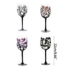 Wine Glasses Four Seasons Tree Glass Hand Painted Goblets Unique High Legged Cup Drop