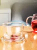 Tazze da tè tazza floreale con manico in vetro Office limonata a calore resistente al coperchio fiore rosa profumato